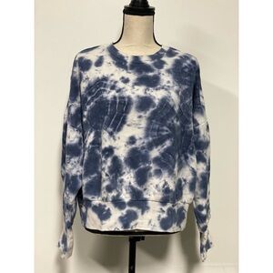 Old Navy Tie-Dye Terry Crewneck Cropped Sweatshirt Blue & White Size L